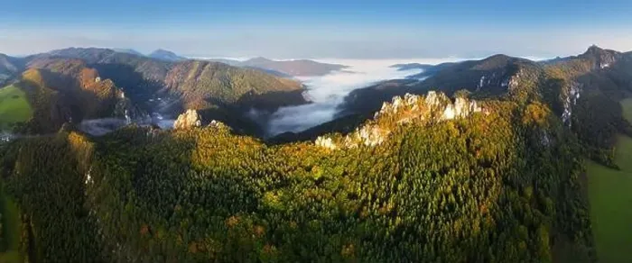 Framed Print : Mountain drone landscape panorama at sunrise in Sulov rocks, Slovakia Framed Print : Mountain drone landscape panorama at sunrise in Sulov rocks, Slovakia