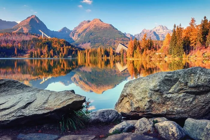 Framed Print : Mountain lake Strbske pleso (Strbske lake) in autumn time. High Tatras national park, Slovakia Framed Print : Mountain lake Strbske pleso (Strbske lake) in autumn time. High Tatras national park, Slovakia