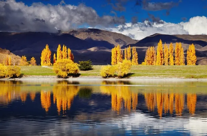 Framed Print : Mountain landscape in autumn colors, Lake Benmore, New Zealand Framed Print : Mountain landscape in autumn colors, Lake Benmore, New Zealand
