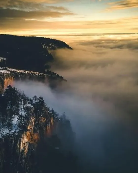Framed Print : Mountain Peak Drone View during Sunrise with Fog - Hohe Wand Framed Print : Mountain Peak Drone View during Sunrise with Fog - Hohe Wand