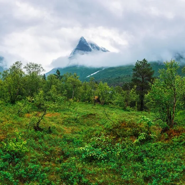 Framed Print : Mountain peak in fog in Innerdalen Framed Print : Mountain peak in fog in Innerdalen