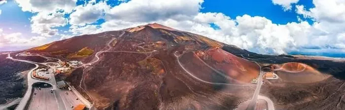 Framed Print : Mountain volcano Etna Sicily, Italy. Panoramic aerial photo