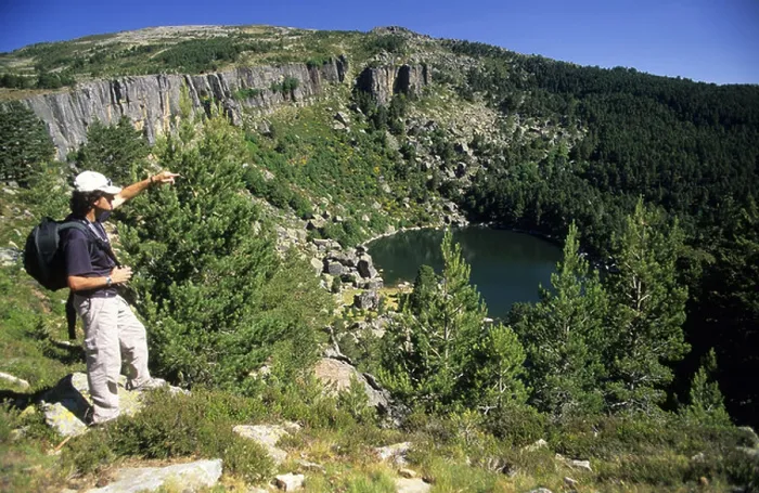Framed Print : Mountaineer look at Laguna Negra lake Soria Castilla Spain Framed Print : Mountaineer look at Laguna Negra lake Soria Castilla Spain
