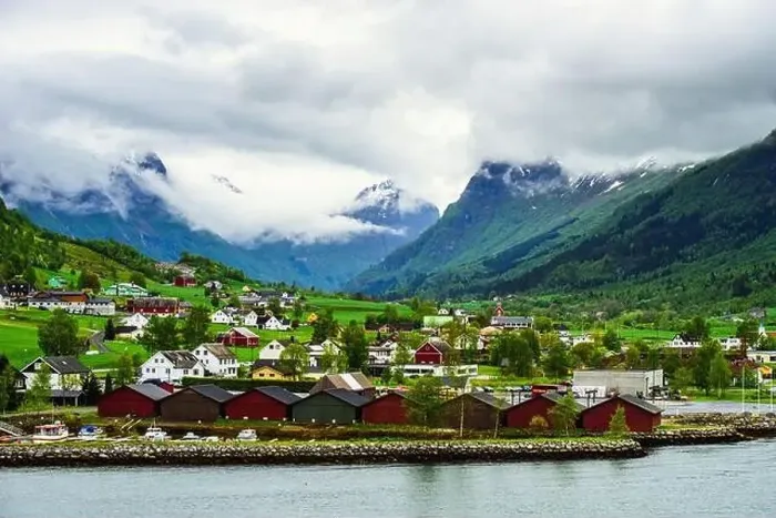 Framed Print : Mountains and Fiord over Norwegian Village, Olden, Innvikfjorden, Norway, Europe Framed Print : Mountains and Fiord over Norwegian Village, Olden, Innvikfjorden, Norway, Europe