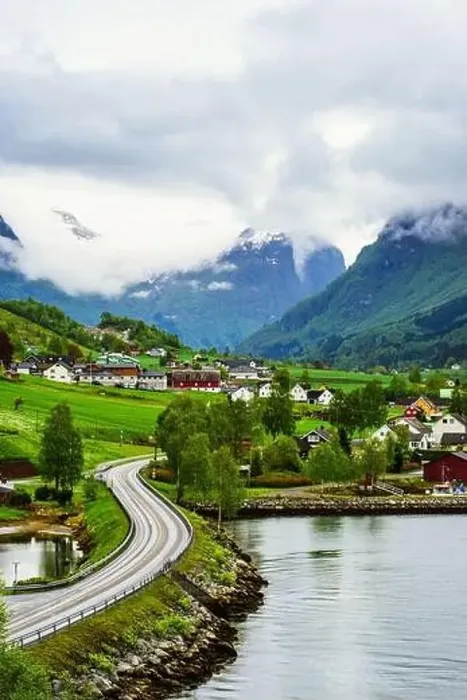 Framed Print : Mountains and Fiord over Norwegian Village, Olden, Innvikfjorden, Norway, Europe Framed Print : Mountains and Fiord over Norwegian Village, Olden, Innvikfjorden, Norway, Europe