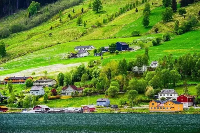 Framed Print : Mountains and Fiord over Norwegian Village, Olden, Innvikfjorden, Norway, Europe Framed Print : Mountains and Fiord over Norwegian Village, Olden, Innvikfjorden, Norway, Europe
