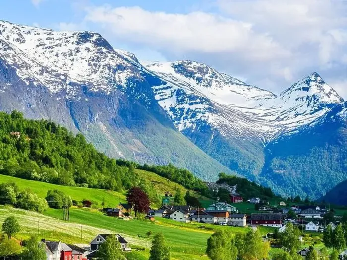 Framed Print : Mountains and Fiord over Norwegian Village, Olden, Innvikfjorden, Norway, Europe Framed Print : Mountains and Fiord over Norwegian Village, Olden, Innvikfjorden, Norway, Europe