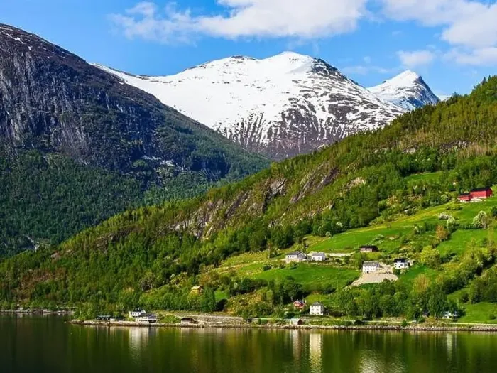 Framed Print : Mountains and Fiord over Norwegian Village, Olden, Innvikfjorden, Norway, Europe Framed Print : Mountains and Fiord over Norwegian Village, Olden, Innvikfjorden, Norway, Europe