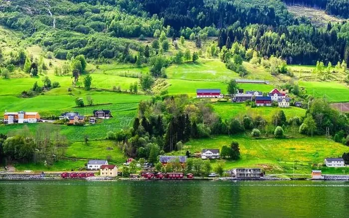Framed Print : Mountains and Fiord over Norwegian Village, Olden, Innvikfjorden, Norway, Europe Framed Print : Mountains and Fiord over Norwegian Village, Olden, Innvikfjorden, Norway, Europe