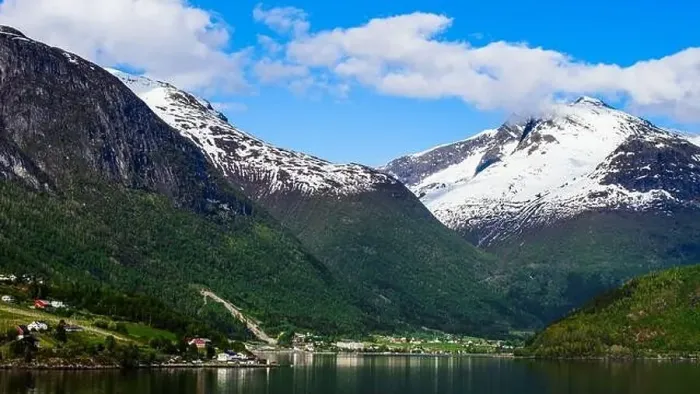 Framed Print : Mountains and Fiord over Norwegian Village, Olden, Innvikfjorden, Norway, Europe Framed Print : Mountains and Fiord over Norwegian Village, Olden, Innvikfjorden, Norway, Europe