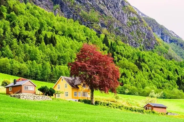 Framed Print : Mountains and Fiord over Norwegian Village, Olden, Innvikfjorden, Norway, Europe Framed Print : Mountains and Fiord over Norwegian Village, Olden, Innvikfjorden, Norway, Europe