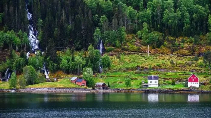 Framed Print : Mountains and Fjord over Norwegian Village, Olden, Innvikfjorden, Norway, Europe Framed Print : Mountains and Fjord over Norwegian Village, Olden, Innvikfjorden, Norway, Europe