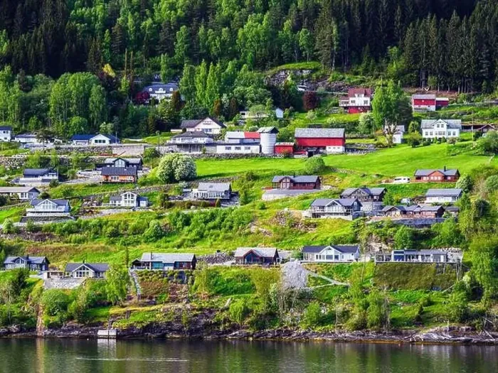Framed Print : Mountains and Fjord over Norwegian Village, Olden, Innvikfjorden, Norway, Europe Framed Print : Mountains and Fjord over Norwegian Village, Olden, Innvikfjorden, Norway, Europe
