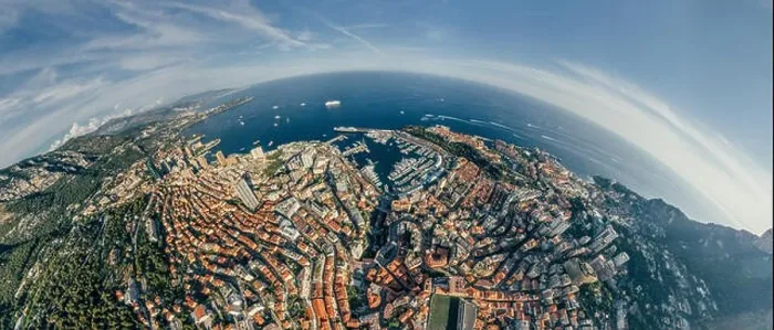 Framed Print : Mountains in Monaco Monte-Carlo city riviera Drone summer photo Air 360 vr virtual reality drone panorama