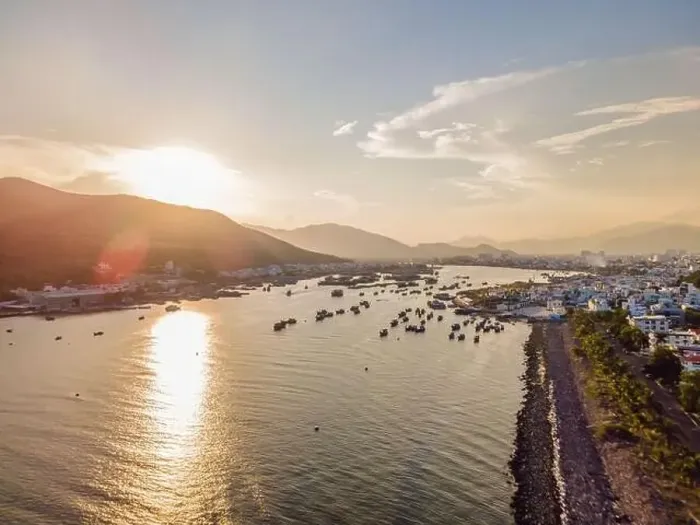 Framed Print : Mountains, river and city of Nha Trang, view from a drone Framed Print : Mountains, river and city of Nha Trang, view from a drone