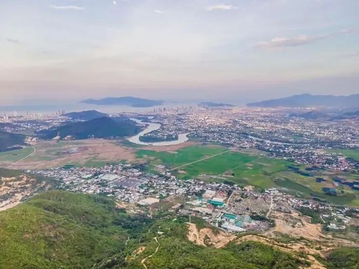 Framed Print : Mountains, river and city of Nha Trang, view from a drone Framed Print : Mountains, river and city of Nha Trang, view from a drone