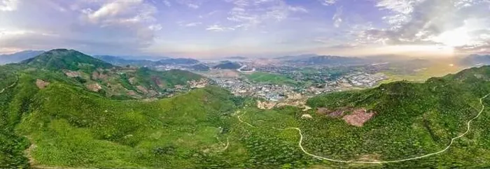 Framed Print : Mountains, river and city of Nha Trang, view from a drone Framed Print : Mountains, river and city of Nha Trang, view from a drone