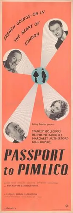 Framed Print : Movie poster 'Passport to Pimlico' by Henry Cornelius. Museum: PRIVATE COLLECTION. Author: Nicolas Clerihew Bentley