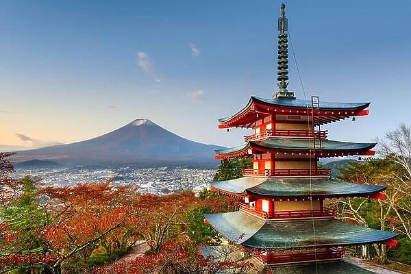 Mt. Fuji, Japan from behind Chureito Pagoda