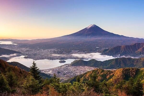Mt. Fuji, Japan over lake Kawaguchi