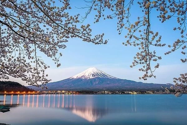 Mt. Fuji, Japan on Lake Kawaguchi during spring season