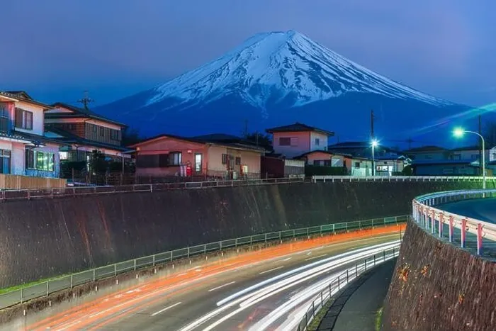 Framed Print : Mt. Fuji, Japan over neighborhoods and highways Framed Print : Mt. Fuji, Japan over neighborhoods and highways