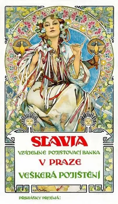 Framed Print : MUCHA Alfons Maria - Slavia Vzajemne Pojistovaci Banka v Praze 1907 Art Nouveau print poster Framed Print : MUCHA Alfons Maria - Slavia Vzajemne Pojistovaci Banka v Praze 1907 Art Nouveau print poster