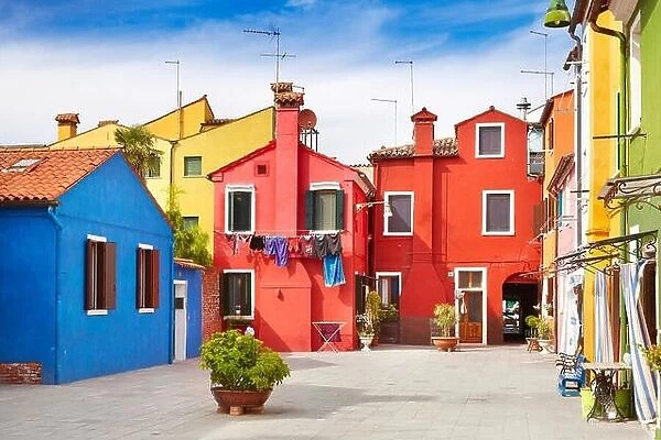 Multicolored houses in Burano Island near Venice, Italy