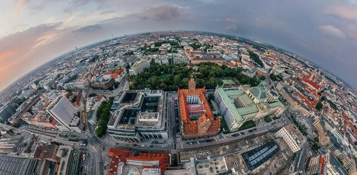 Framed Print : Munich city air drone 360 vr virtual reality panorama Framed Print : Munich city air drone 360 vr virtual reality panorama