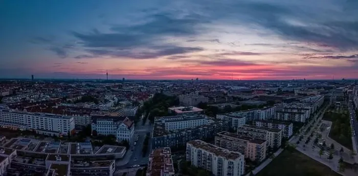 Framed Print : Munich city panorama at sunrise made by a drone to capture the beautiful city as a lovely panorama Framed Print : Munich city panorama at sunrise made by a drone to capture the beautiful city as a lovely panorama