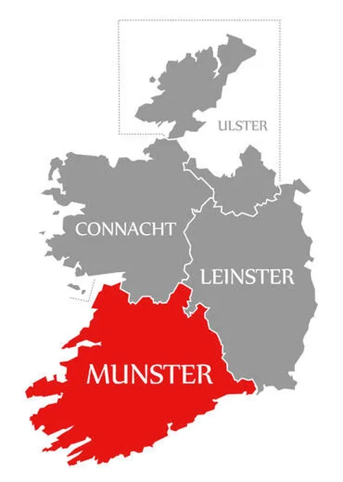 Framed Print : Munster red highlighted in map of Ireland Framed Print : Munster red highlighted in map of Ireland