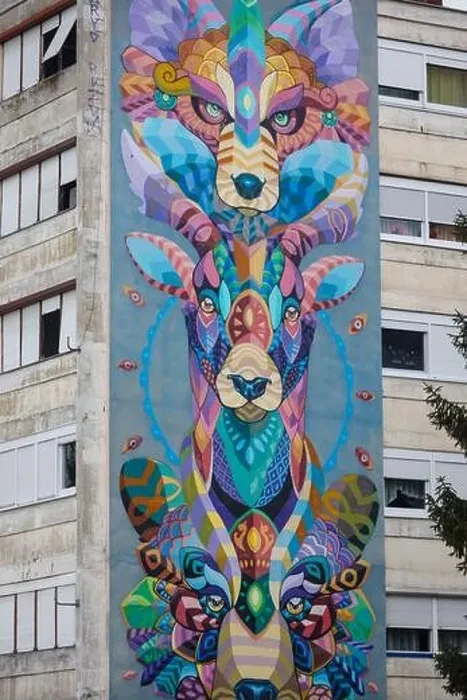 Framed Print : A mural animal called Totem, on a residential building designed by Farid Rueda from Mexico as part of the ReThinkSisak Street Art Festival Framed Print : A mural animal called Totem, on a residential building designed by Farid Rueda from Mexico as part of the ReThinkSisak Street Art Festival