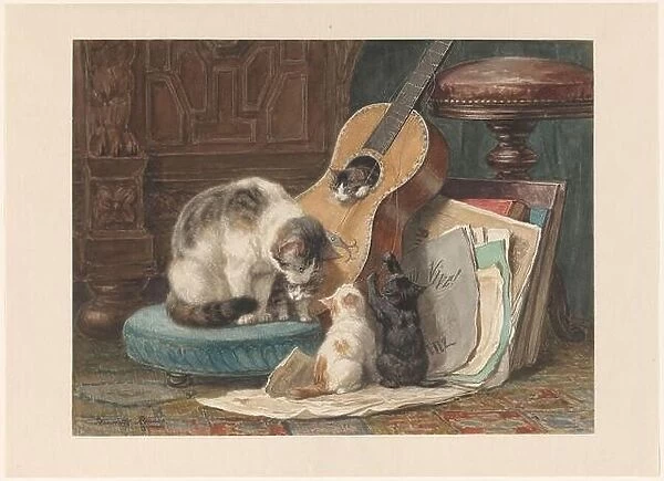 The Musicians, c.1876-c.1877. An amusing contrast can discerned in this lively scene by Henriette Ronner-Knip
