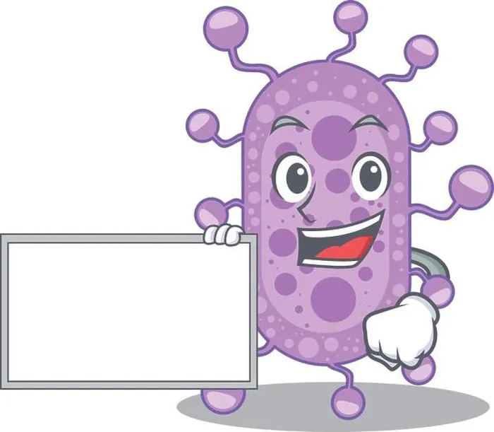 Framed Print : Mycobacterium cartoon character design style with board Framed Print : Mycobacterium cartoon character design style with board