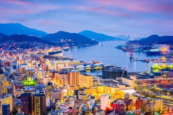Framed Print : Nagasaki, Japan downtown skyline at dusk Framed Print : Nagasaki, Japan downtown skyline at dusk