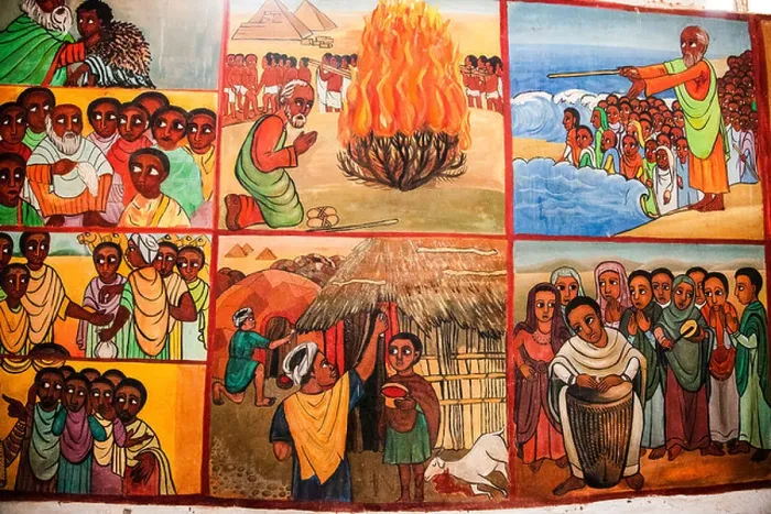 Framed Print : Naive Paintings (Ethiopian style) of biblical stories in a church in kalacha Kenya Framed Print : Naive Paintings (Ethiopian style) of biblical stories in a church in kalacha Kenya