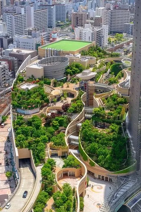 Framed Print : Namba Parks, Osaka, Japan cityscape and view