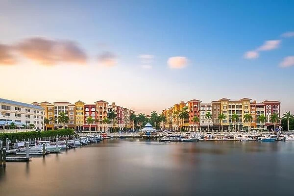 Naples, Florida, USA downtown skyline at dusk