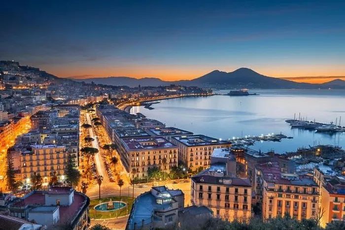 Framed Print : Naples, Italy aerial skyline on the bay with Mt. Vesusvius at dawn Framed Print : Naples, Italy aerial skyline on the bay with Mt. Vesusvius at dawn