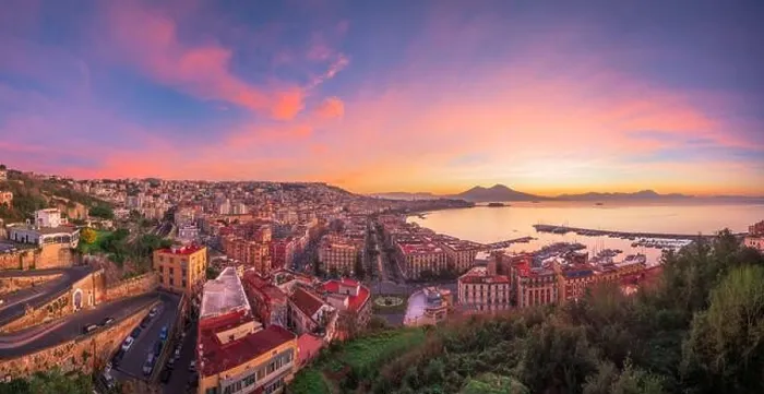 Framed Print : Naples, Italy aerial skyline on the bay with Mt. Vesuvius at dawn Framed Print : Naples, Italy aerial skyline on the bay with Mt. Vesuvius at dawn
