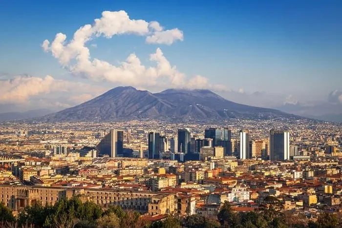 Framed Print : Naples, Italy with the financial district skyline under Mt. Vesuvius in the afternoon Framed Print : Naples, Italy with the financial district skyline under Mt. Vesuvius in the afternoon