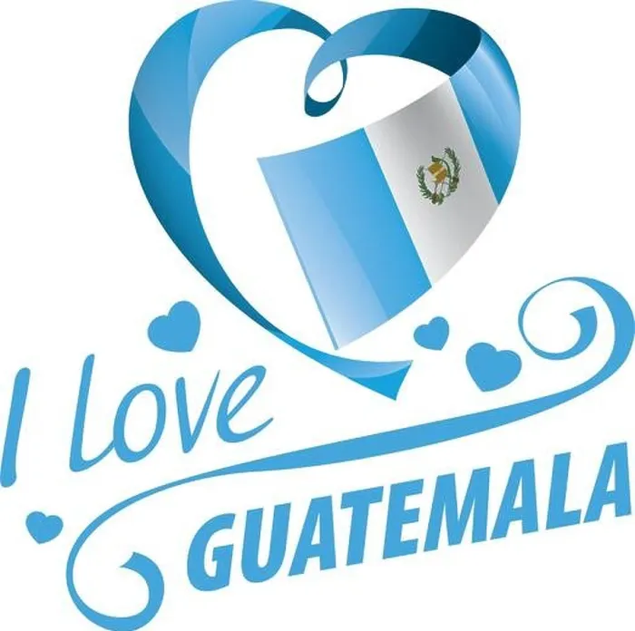 Framed Print : National flag of the Guatemala in the shape of a heart and the inscription I love Guatemala. Vector illustration
