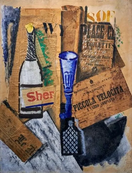 Framed Print : Natura morta ( Piccola velocità ) - olio e tempera su cartoncino - Ardengo Soffici - 19103 - Milano, Museo del Novecento