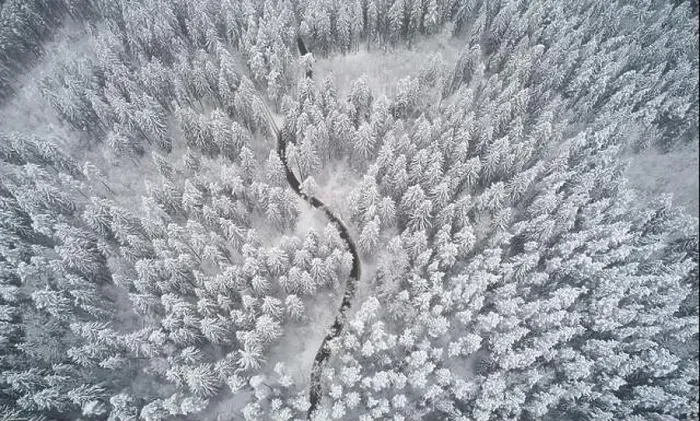 Framed Print : Natural winter landscape aerial drone top view.. Winter season weather Framed Print : Natural winter landscape aerial drone top view.. Winter season weather
