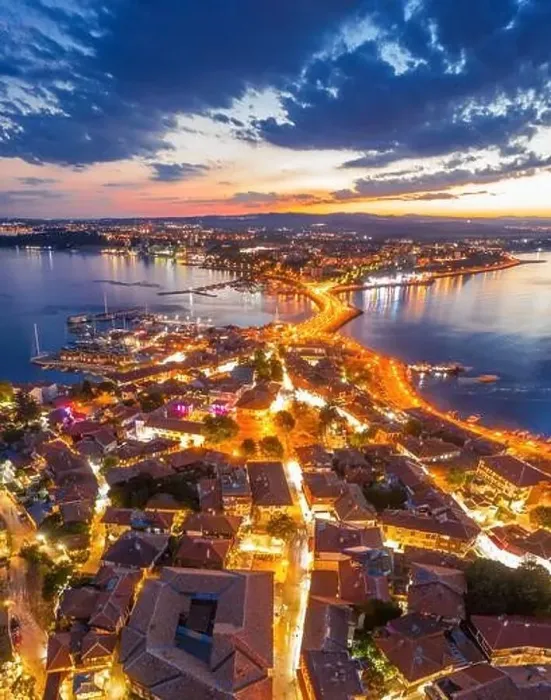 Framed Print : Nessebar city at night in the summer Framed Print : Nessebar city at night in the summer