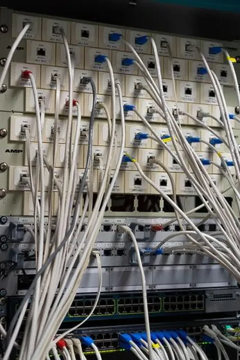 Framed Print : Network cable and switch, data center in server room Framed Print : Network cable and switch, data center in server room