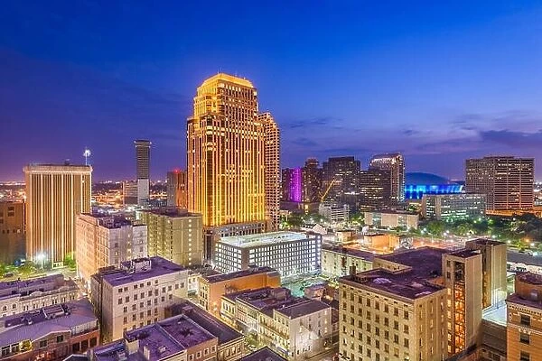 New Orleans, Louisiana, USA downtown CBD skyline at night