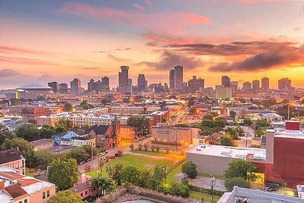 New Orleans, Louisiana, USA downtown city skyline at dawn