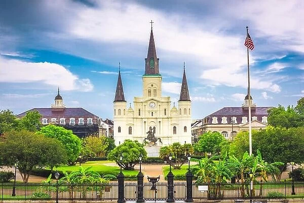 New Orleans, Louisiana, USA at Jackson Square and St. Louis Cathedral in the morning