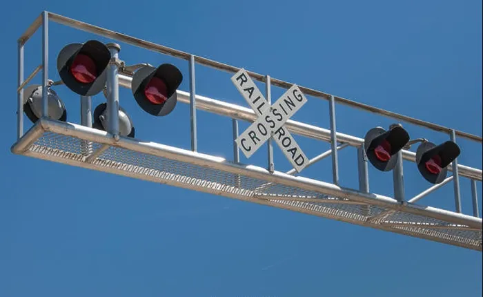 Framed Print : New overhead railroad crossing signal Framed Print : New overhead railroad crossing signal